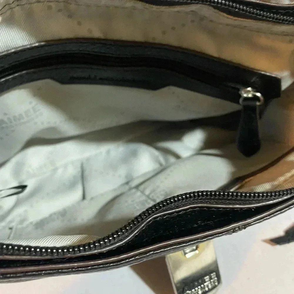 Aimee Kestenberg black grey leather suede satchel handbag